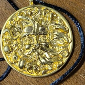 Gold Plated Father Christmas  Medallion  Necklace